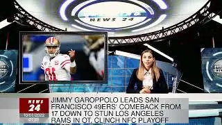 Jimmy Garoppolo leads San Francisco 49ers' comeback from 17 down to stun Los Angeles Rams in OT, cli