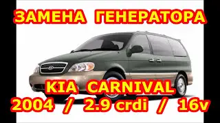 ЗАМЕНА ГЕНЕРАТОРА / KIA CARNIVAL - КИА КАРНИВАЛ / 2.9 crdi / REPLACING THE GENERATOR
