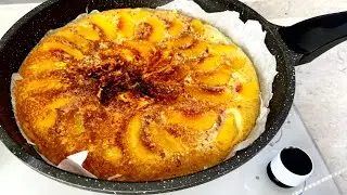 Çay Demlenirken ŞEFTALİLİ  TAVA KEKİ / 1 Yumurta İle ŞEFTALİLİ KEK / Hem Pratik Hem Lezzetli Kek