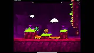Playing Geometry Dash ( btw I'm the best oat)