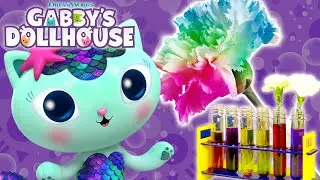 Making a Magic Rainbow Flower with MerCat | GABBY'S DOLLHOUSE