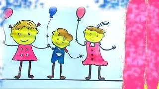 a small hero playing her girl friends scene - painting ||Painting For You