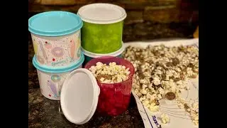 Chocolate striped popcorn delight