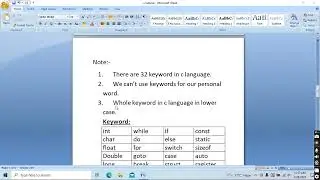Keyword in c language | data type in c language | c language