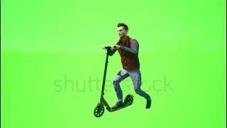 Man green screen download 3D man riding a scooter Chromakey animation rendering buy in telegram bio