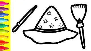 How to draw a witch's hat&Bolalar uchun sehrli aksessuarlarni qanday chizish mumkin