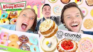 Tasting VIRAL Celebrity Foods! CRUMBL COOKIES and KRISPY KREME New Easter Menu Items!!!