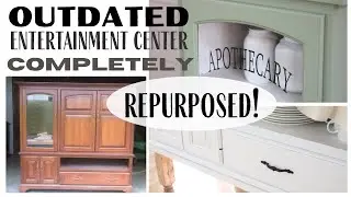 Entertainment Center Makeover ~ Furniture Repurpose ~ Furniture Makeover ~ DIY Buffet Idea