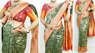 Beautiful  Kanchipuram silk saree draping | vary clear & easy steps | saree draping tutorial