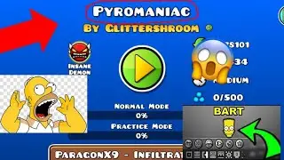 HOMERO SIMPSON se pasa PYROMANIAC en GEOMETRY DASH!!! 😱😱😱😱😱 (new hardest)