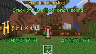 Hypixel skyblock Stack of Lime wool World Record 4:59.87