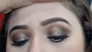 Smokey Glitter Eye Makeup Tutorial For Beginners || Smokey Eye Look For Festive / Wedding Guest Glam