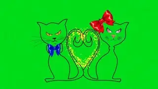 Chroma key/Draw cute cats on a green screen/free download