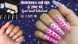 MODELONES NAIL TIPS & GLUE GEL KIT + CROC NAIL DESIGN || GEL X DUPE
