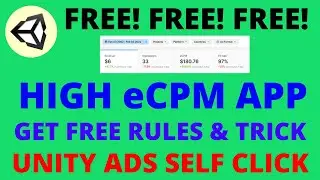 unity ads high eCPM trick || unity ads high cpm self click app free rules || as developers