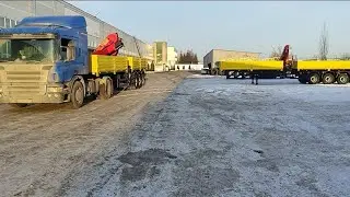 бортовой полуприцеп с КМУ palfinger 15500A для тягача Sharman X3000 АвтоСпецТрейд т. 8-800-201-24-34
