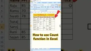 Excel Count Formula | Count Function in excel | #excel #msexcel #shorts