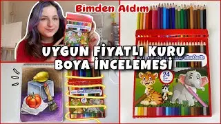 BİM KURU BOYA İNCELEMESİ | studi marka 24 renk kuru boya ile öğretici çizim 🎨