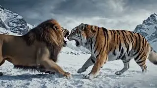 Lion vs tiger vs wolf 🐺🐾 fight.