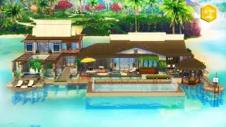 Luxury Modern Bungalow | Big Family House | NoCC | THE SIMS 4 Island Living | Speed Build