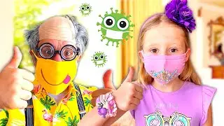 Nastya arkadaşları için güzel maskeler dikiyor! Maske takmanın önemi