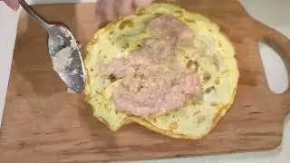 Очень простой и вкусный ужин/яичные блинчики с фаршем в духовке