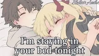 Dom roommate sneaks in your bed on a thunderstorm night [asmr girlfriend]
