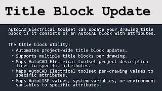 Title Block Update: AutoCAD Electrical - HINDI