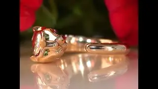 Edler Panther Ring mit Brillanten in Gelbgold 750 | Elegant Panther Ring in 18k yellow gold
