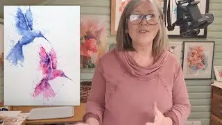 Two Little Watercolour Hummingbirds