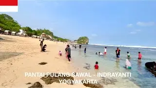Suasana Pantai Pulang Sawal Indrayanti di Yogyakarta [4K] Indrayanti Beach in Yogyakarta, Indonesia