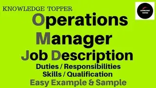 Operations Manager Job Description | Operations Manager Duties and Responsibilities and Roles