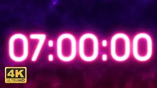 7 Hours Countdown Timer - Neon [4K]