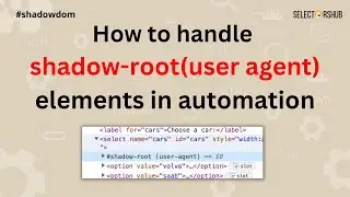 How to handle shadow-root(user agent) in selenium | Automate user agent shadow dom