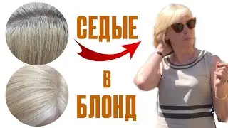 Окрашивание седых волос в блонд пример