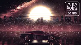 Relaxing Retro-Futuristic Night Ride Background Loop | 9 Hours | 4K Ultra HD 60fps
