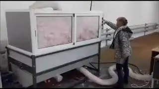 Линия  наполнения элементов мягкой мебели  и подушек. Миксер КСН-01 и нагнетатель НАГ-3. "НоваКом-Т"