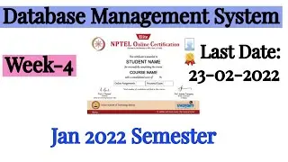 NPTEL Week 4 Database Management System Assignment 4 Answers | DBMS Week-4 Quiz Answers 2022 | NPTEL