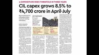 CIL COAL INDIA LTD. 4700 CRORE CAPEX IN Q1 OF FY-2024