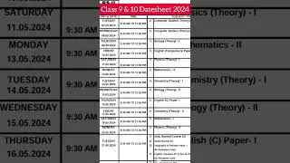 Class 9 and 10 official Datesheet 2024 announced 