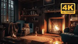 🔥 Cocon Hivernal : Chalet Bois, Cheminée et Bougies 🎄 4K Ultra HD