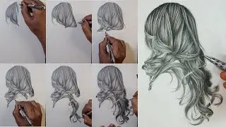 Drawing for Beginners - Realistic Hair Drawing (Real Time) 2:24:00 Hours #sketchbookbyabhishek #hair