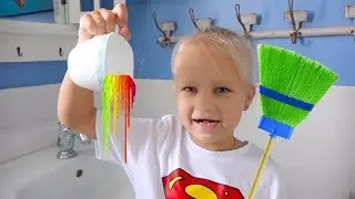 Alice cleans the HOUSE and play toys !!!