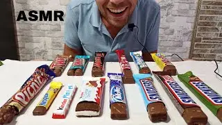 ASMR CHOCOLATE CANDY BARS (KINDER, TWIX, SNICKERS, KITKAT, MARS, BOUNTY, NESQUIK) 먹방 MUKBANG