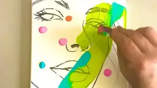 Abstract Portrait Painting and Drawing / Acrylic Paint Technique