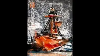 Маяк-корабль сухой пастелью // how to draw lighthouse