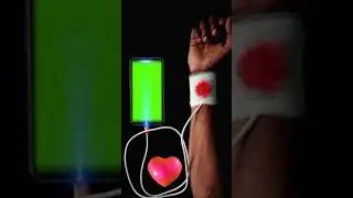 Hand charging green screen