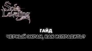 Гайд. Черный экран, как исправить. Решение. | Solo Leveling: Arise | norbiqkek