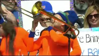 Jumbotron footage from opening ceremonies at a @mets game