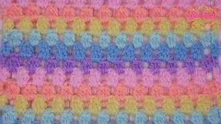 Really EASY Cluster Stripe Crochet Blanket Pattern - 2 Row repeat! Blossom Crochet 🌸